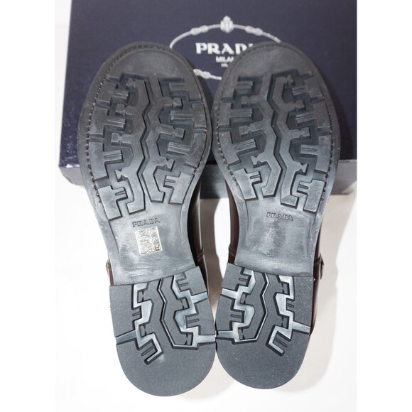 Prada Brown Combat Style Leather Mens Boots 9.5 (8.5 Prada) - Picture 4 of 6